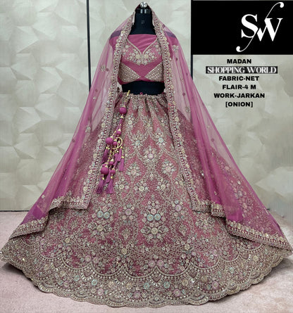 Pretty Onion pink Net Lehenga