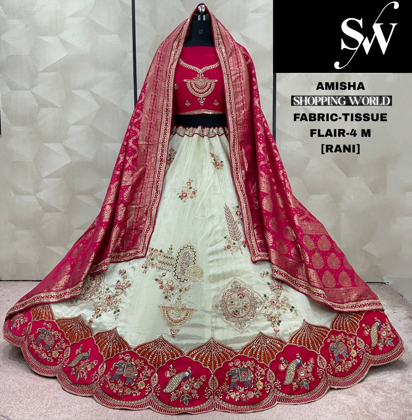 Elegant Red Tissue Lehenga