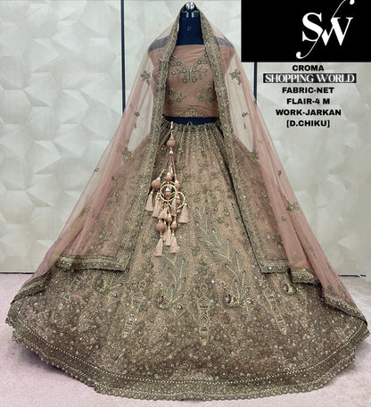 Awesome Grey Jarkan Net Lehenga