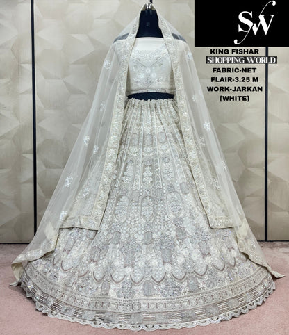 Gorgeous Sea green Jarkan Net Lehenga