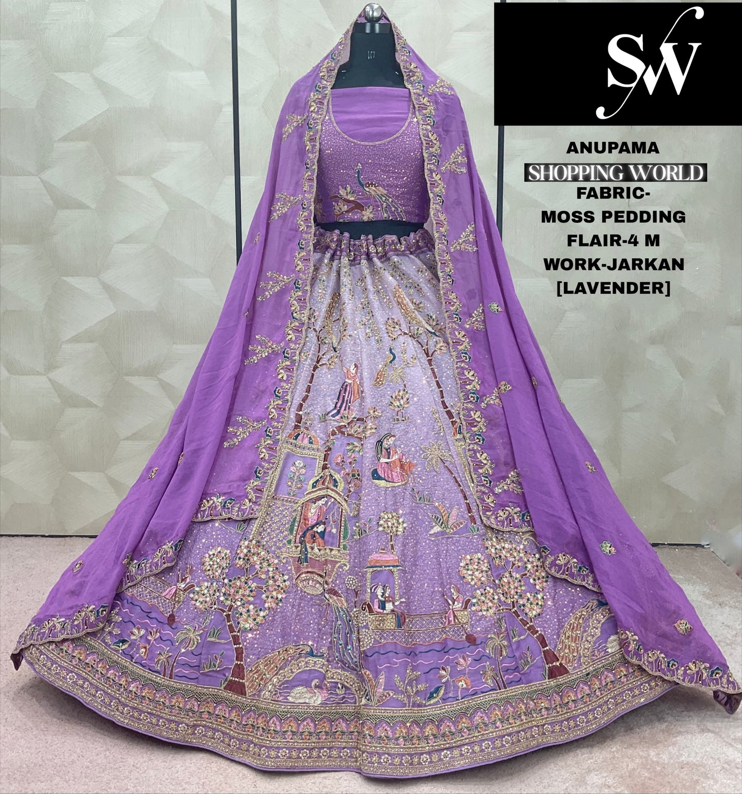 Lovely purple Lavender Jarkan Moss pedding Lehenga