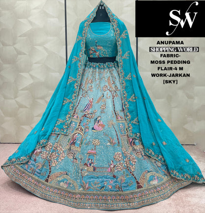 Lovely purple Lavender Jarkan Moss pedding Lehenga