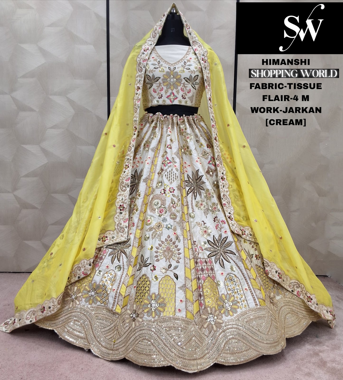 Something different grey Jarkan Tissue Lehenga