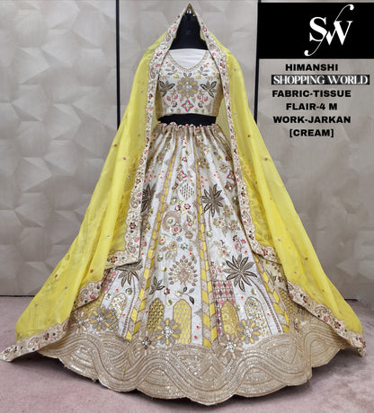 Something different grey Jarkan Tissue Lehenga