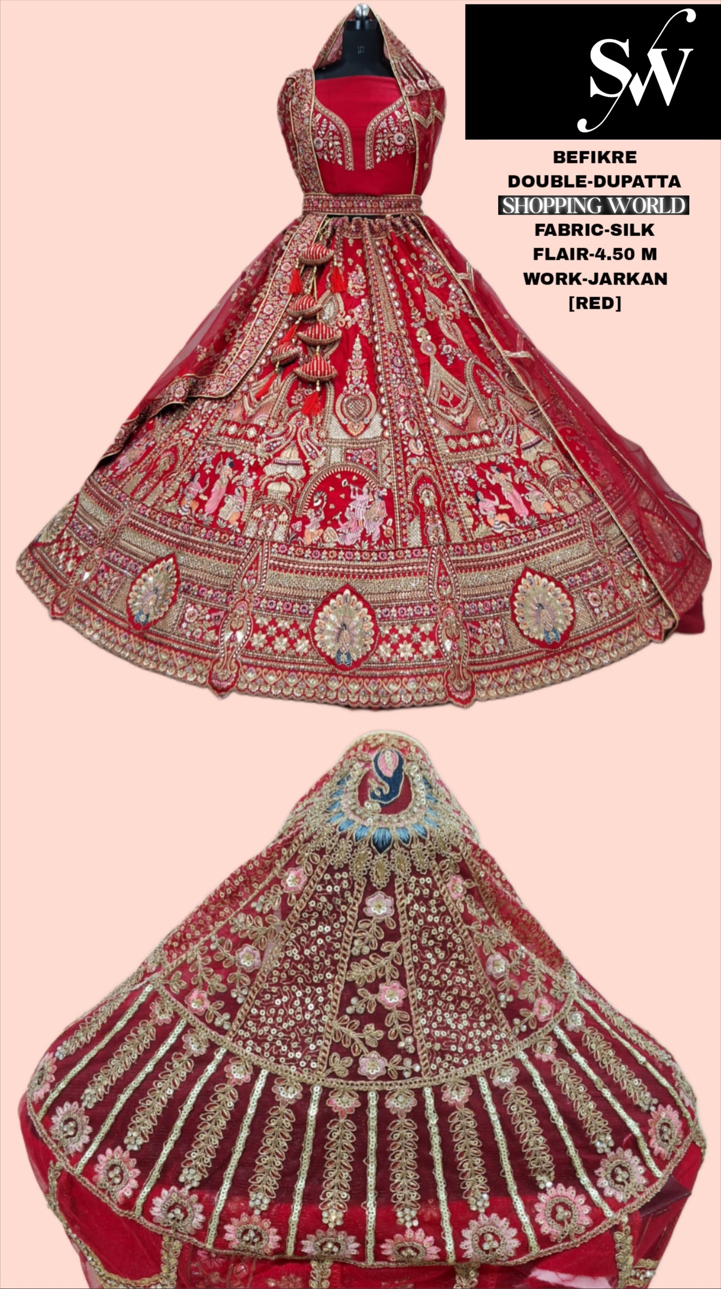 Royal Red Bridal Lehenga Double tail Dupatta with Dupatta happy customer