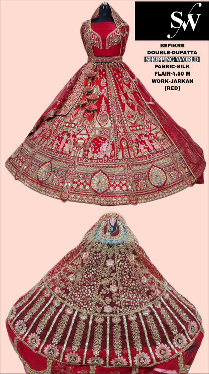 Royal Red Bridal Lehenga Double tail Dupatta with Dupatta happy customer