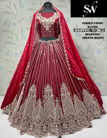 Khoobsurat Sky blue Firozi Beats Fendi Sujon Lehenga