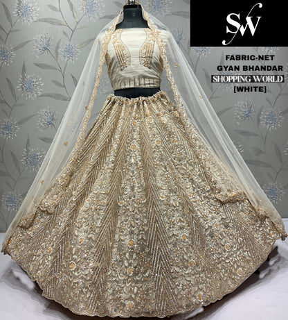 Pleasing White Net Lehenga