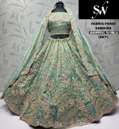 Engaging Sky blue Fendi  Lehenga