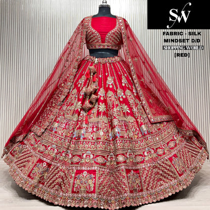 Eye catching Rani pink Double duptta Silk Bridal Lehenga