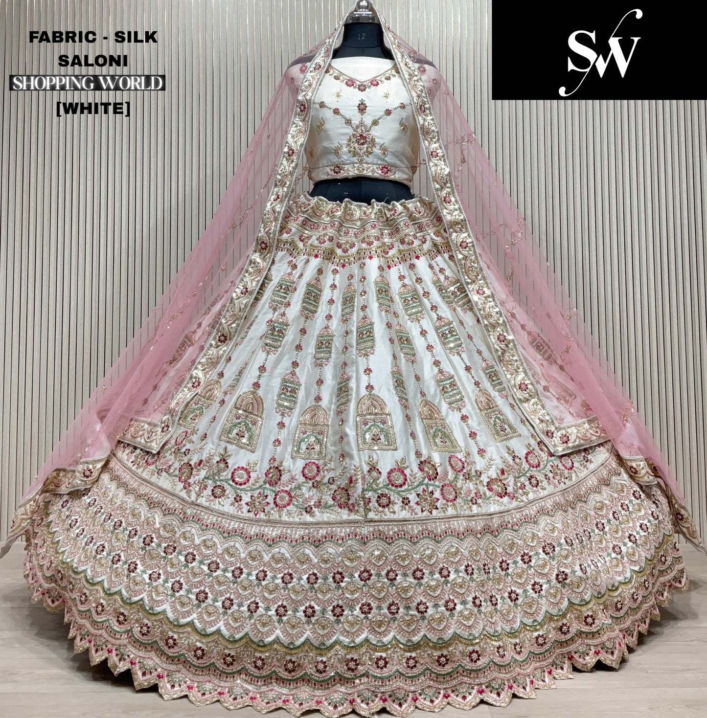 Stunning white Silk Bridal Lehenga