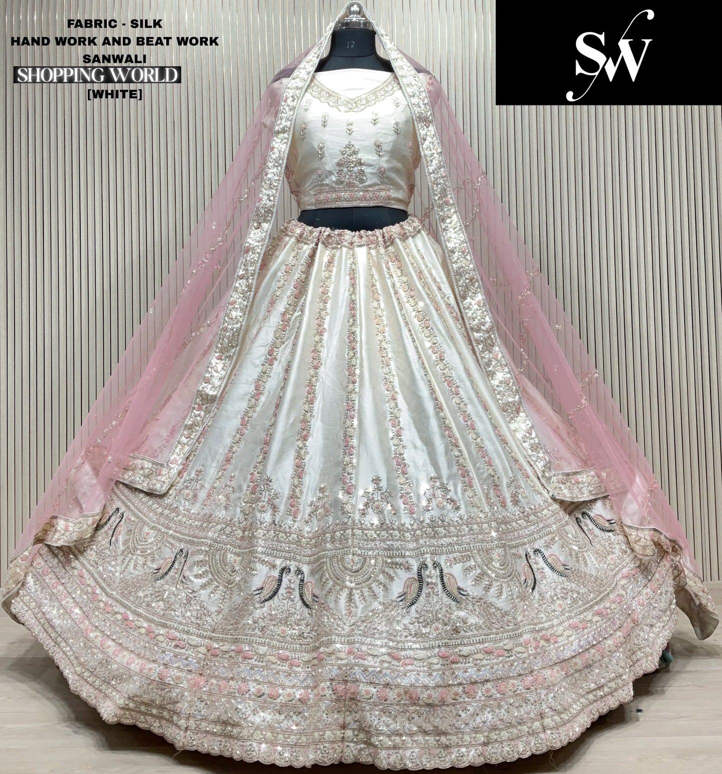 Attractive Red peacock Silk Bridal Lehenga