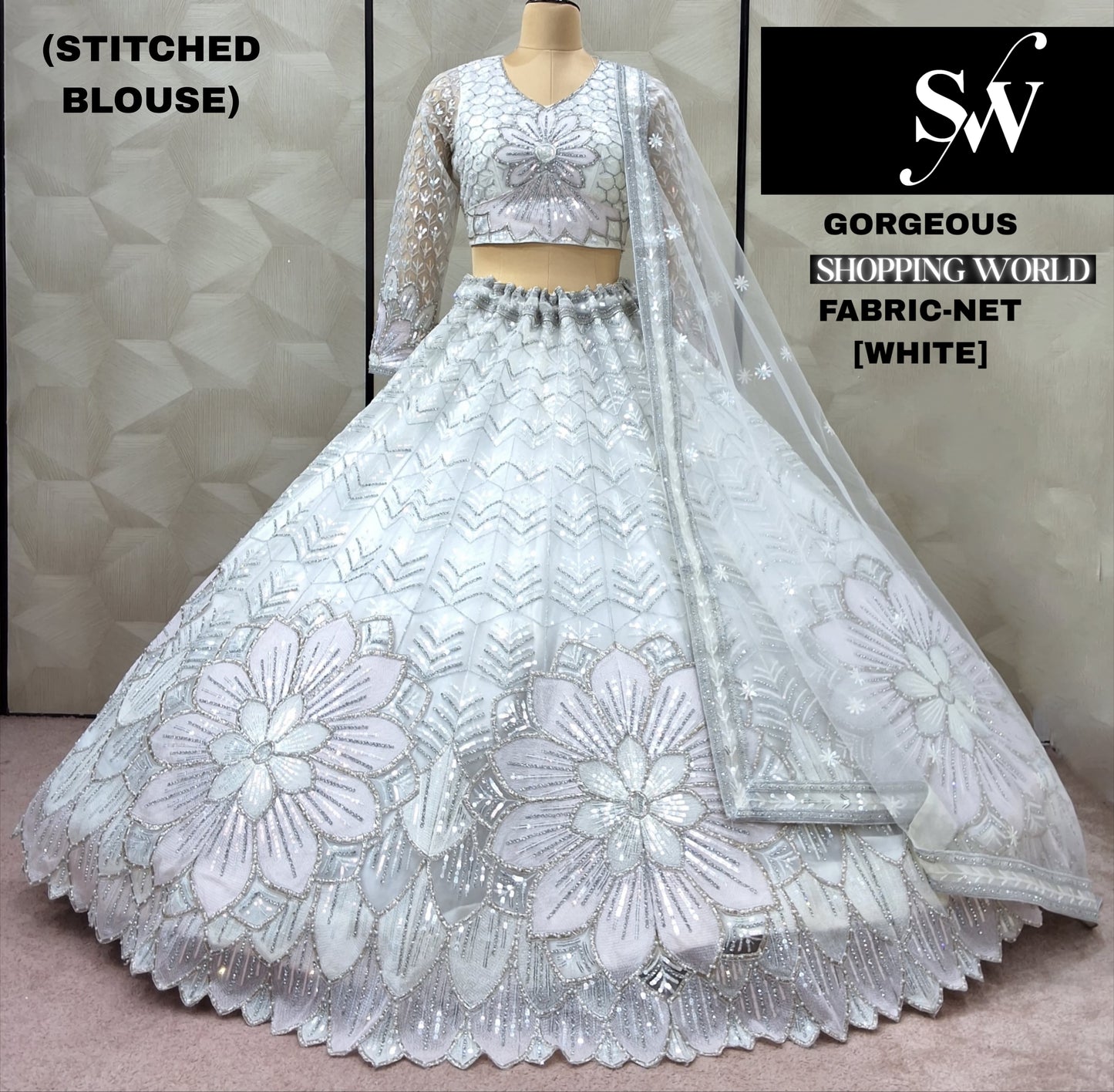 Precioso conjunto de falda y top corto de red floral en color verde pistacho.