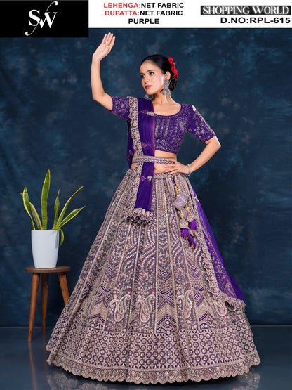 Majestic peacock Red Net Lehenga