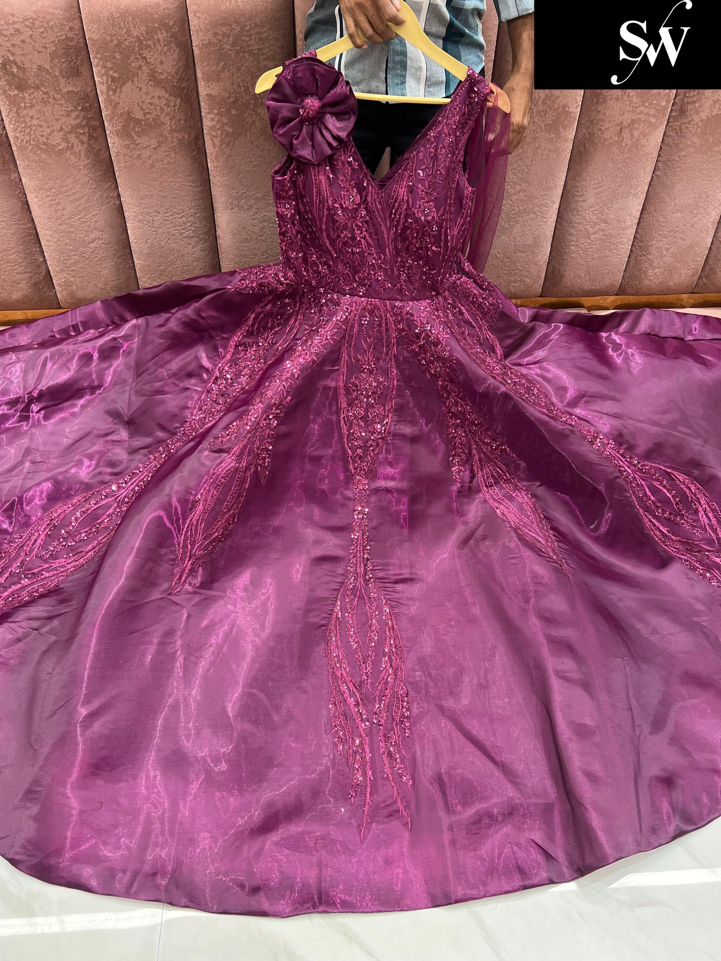 Tremendous purple pink gown