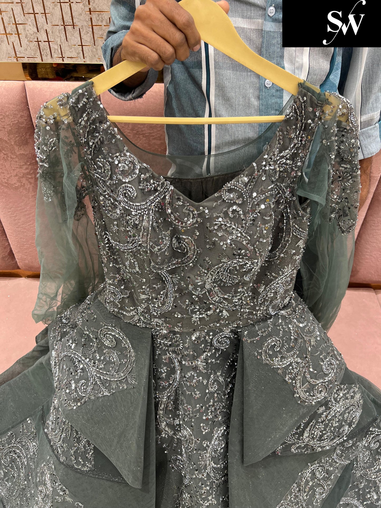 Attractive Black Cutwork gown