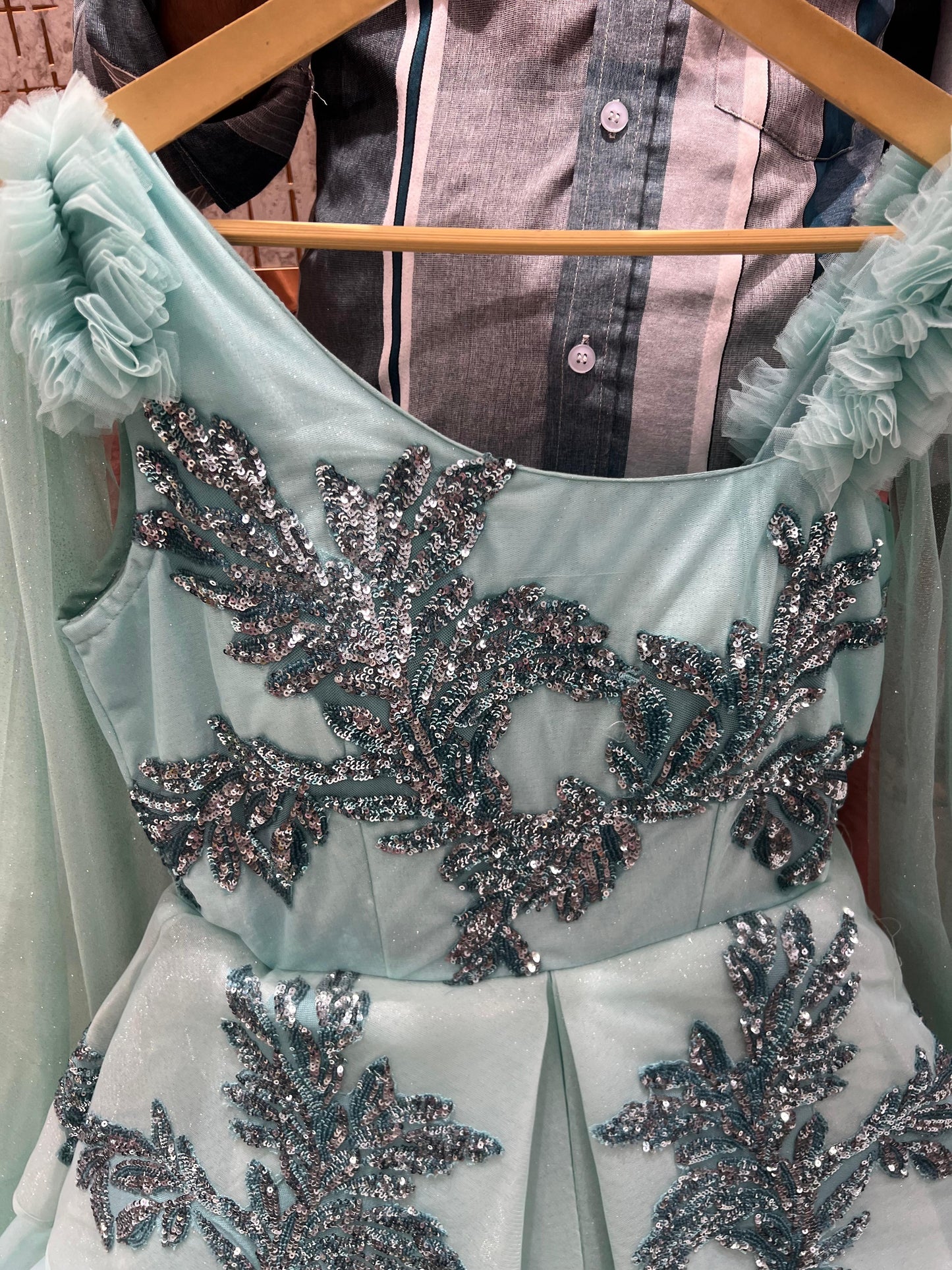 Amazing Sky blue Frill gown