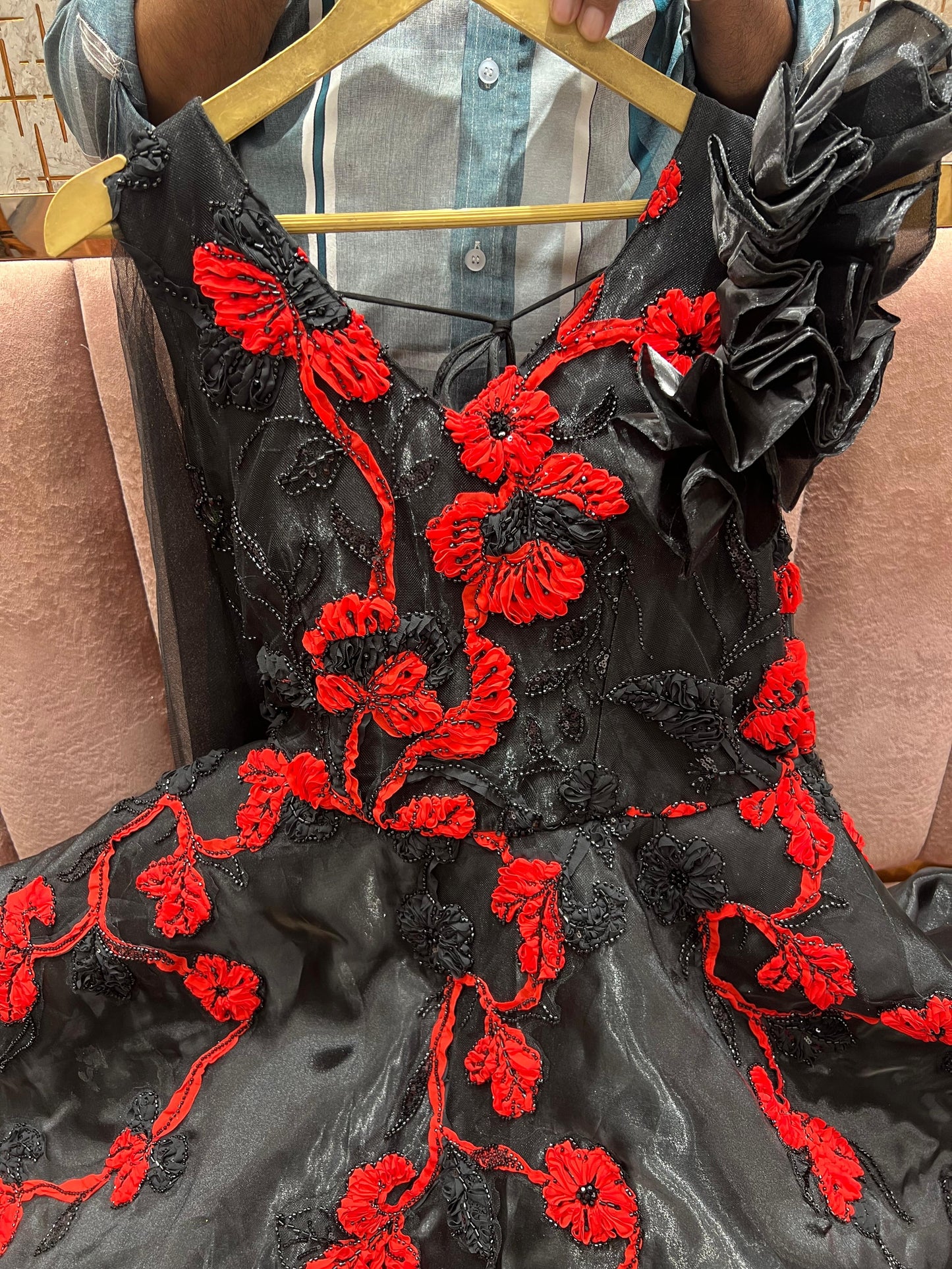 Fabulous Black Red Floral gown