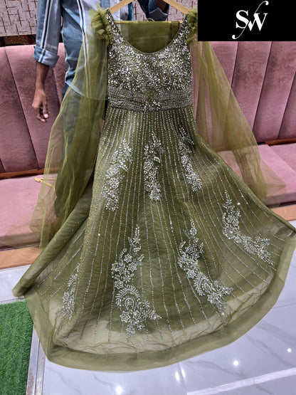 Majestic mehendi Green gown