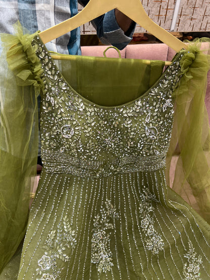 Majestic mehendi Green gown