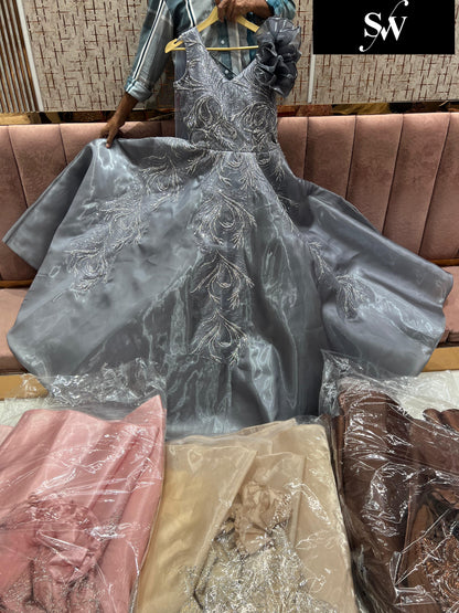 Elegant Grey Sequins gown