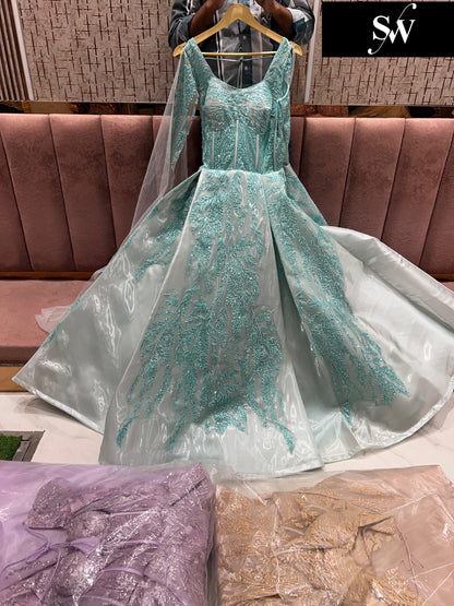 Awesome Sea green gown
