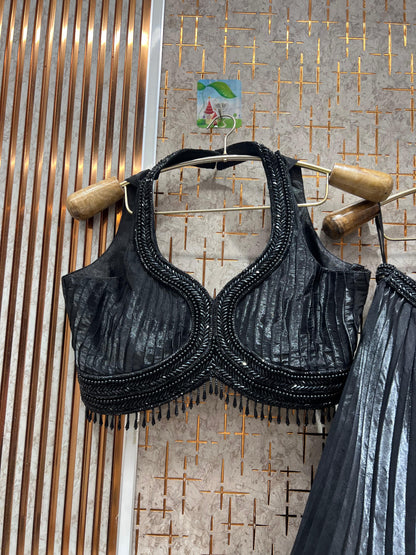 Gorgeous Black Crop top Lehenga