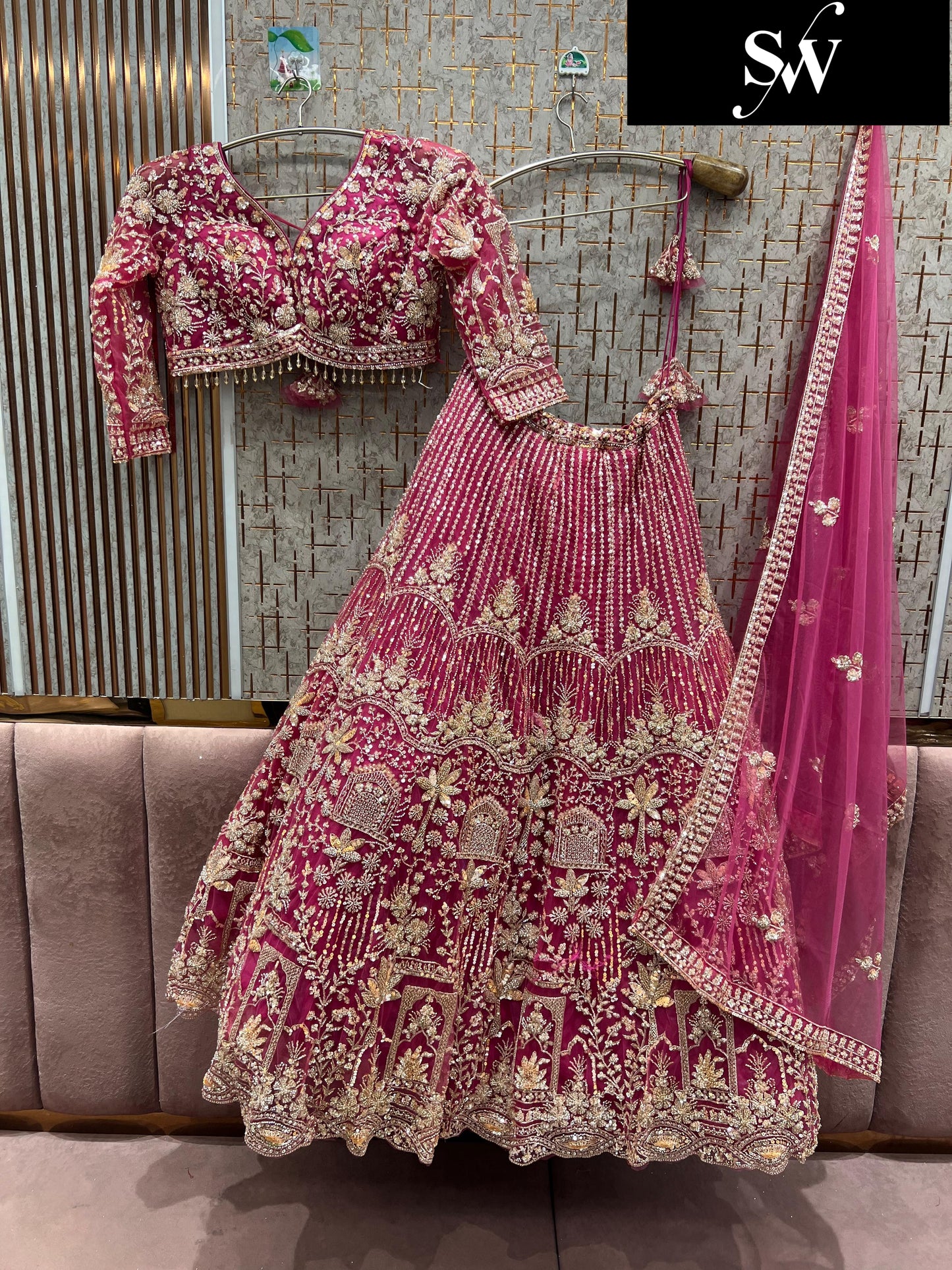 Designer Red crop top Lehenga Happy Customer