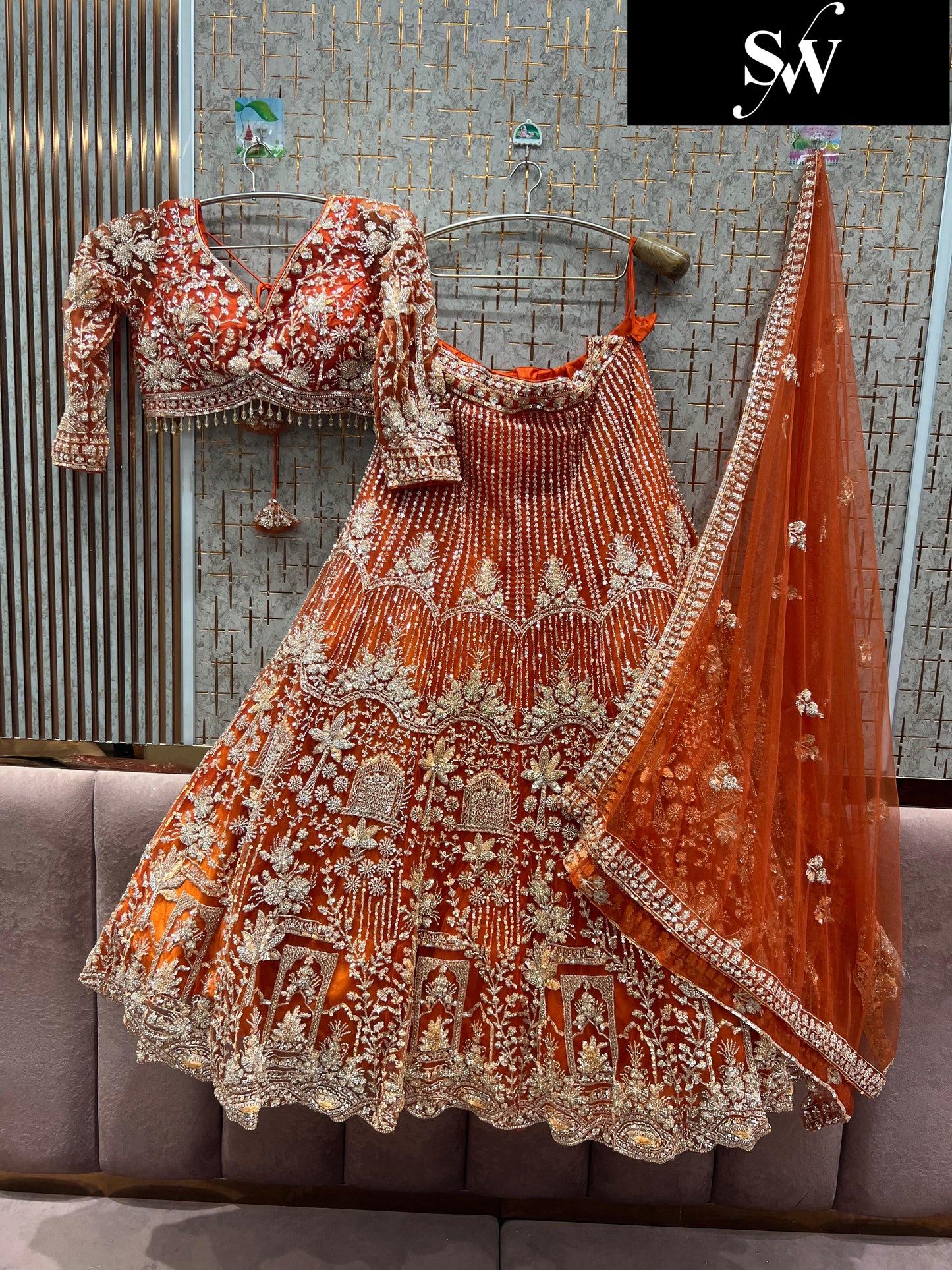 Designer Red crop top Lehenga Happy Customer