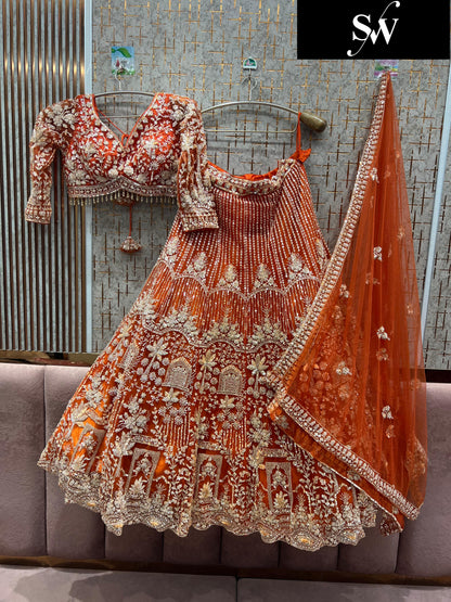 Designer Red crop top Lehenga Happy Customer