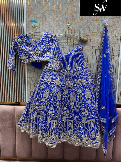 Gorgeous light golden beige Crop top Lehenga