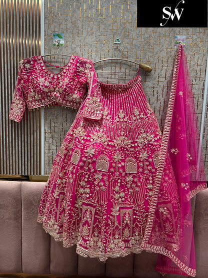 Gorgeous light golden beige Crop top Lehenga