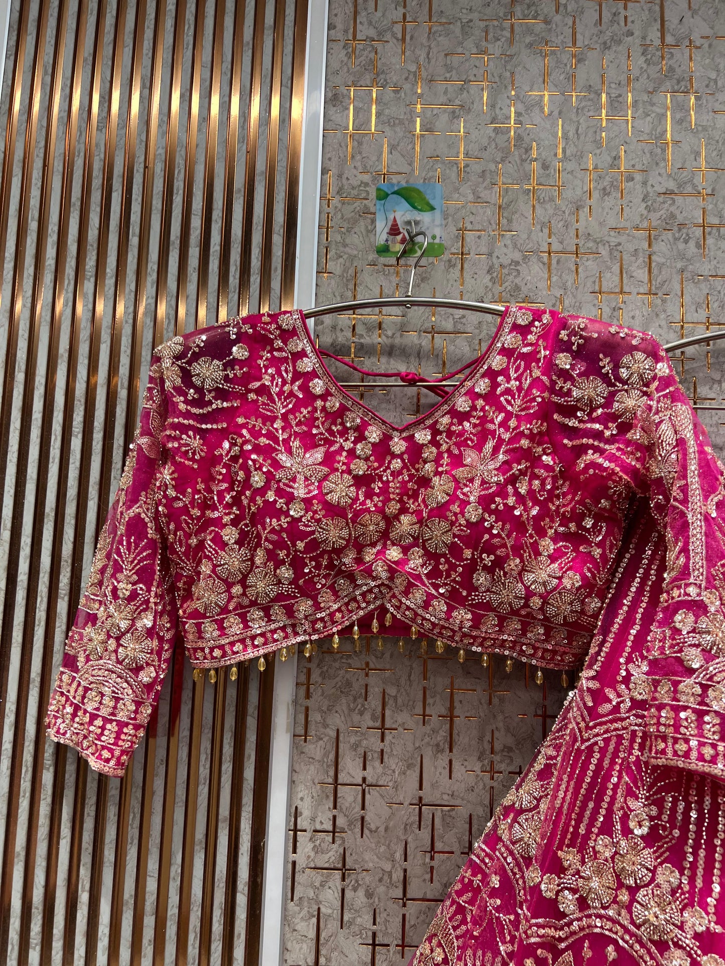 Gorgeous light golden beige Crop top Lehenga