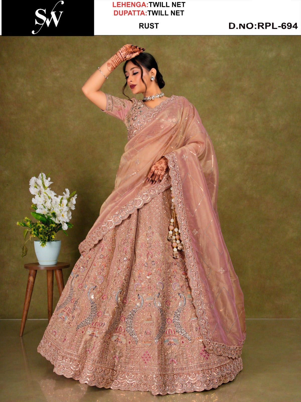 Elegant Lavender Twill Net Lehenga