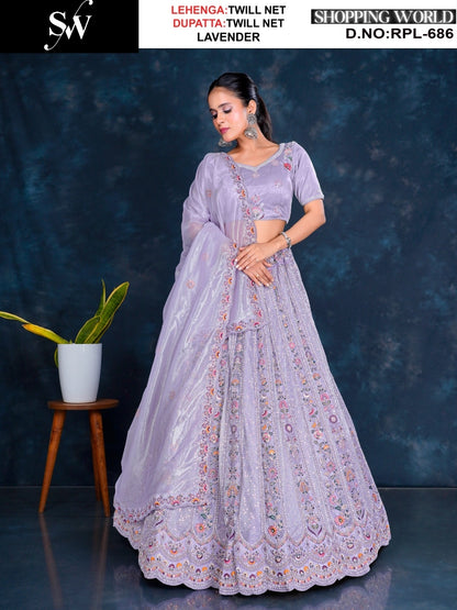 Lovely Lavender Twill Net Lehenga