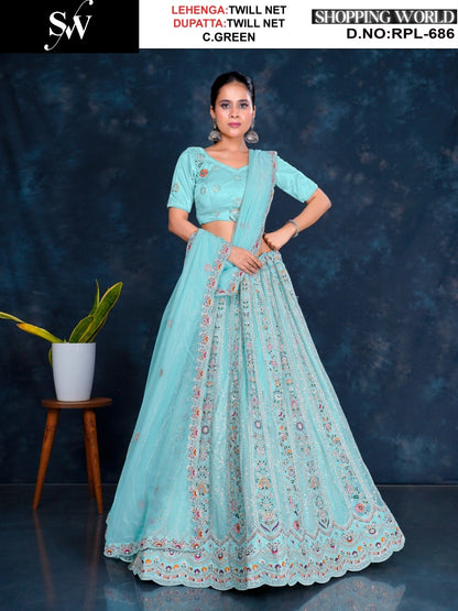 Lovely Lavender Twill Net Lehenga