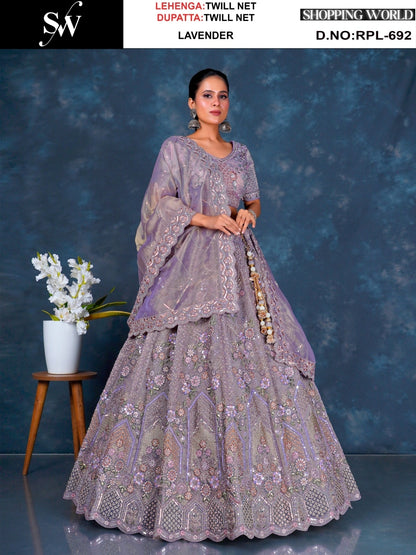 Something different Lavender Twill Net Lehenga