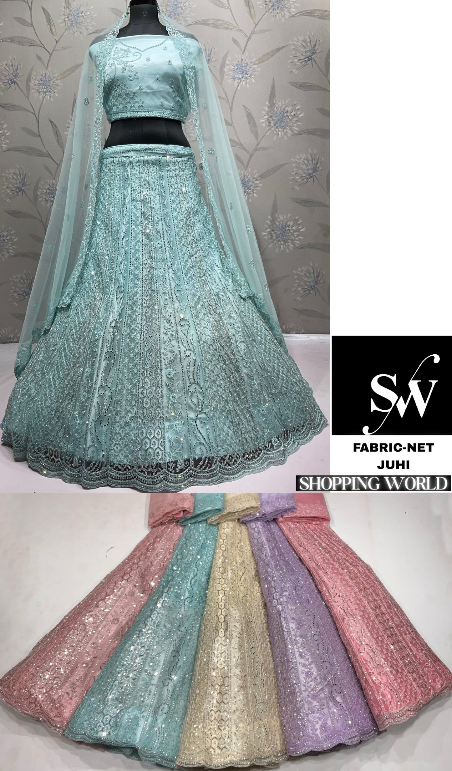 Gorgeous Sky blue Net Lehenga