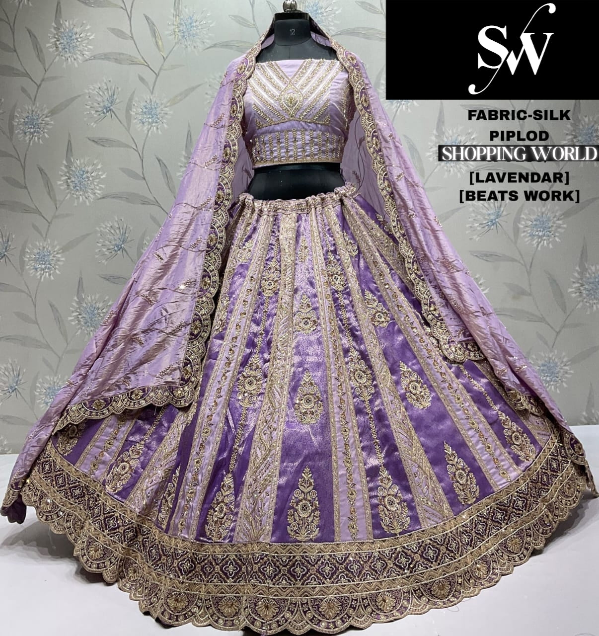 Charming Lavender purple Silk Lehenga