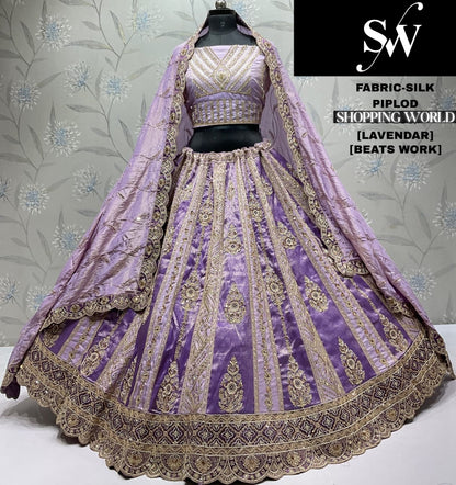 Charming Lavender purple Silk Lehenga
