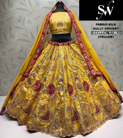 Designer yellow Silk Lehenga