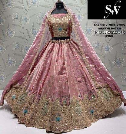 Pretty pink Jimmy Choo peacock Lehenga