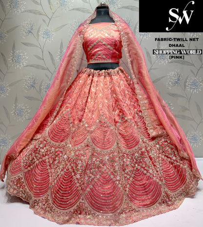 Attractive Pista green Twill Net Lehenga
