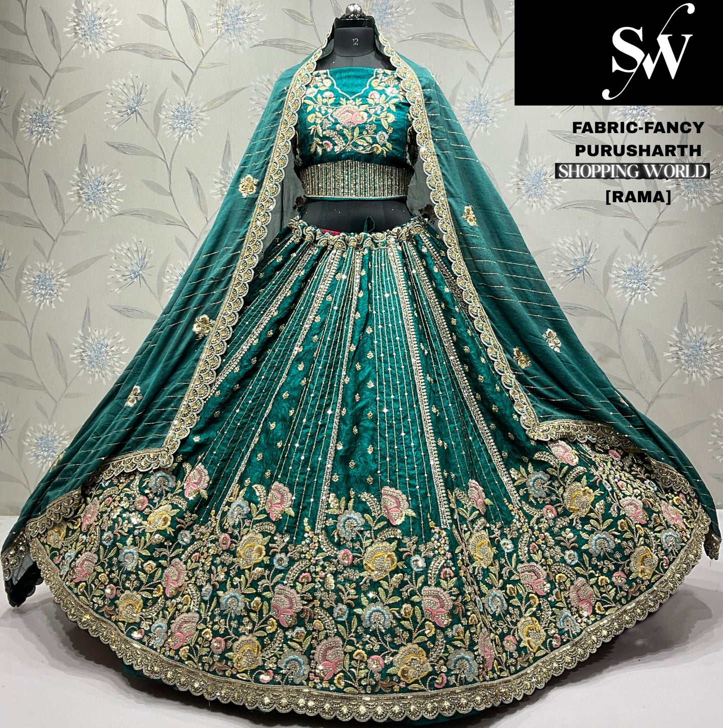 Lovely Rama green Fancy Lehenga