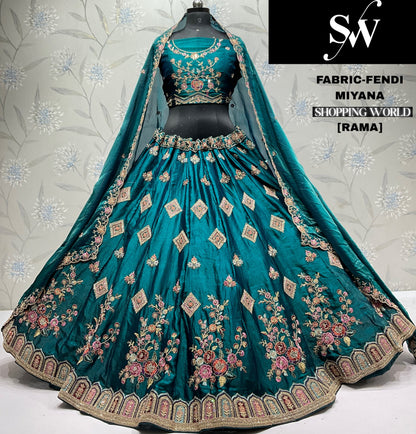 Majestic Rama green Fendi Lehenga