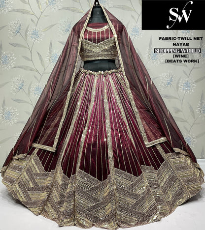 Glamorous purple Twill Net  Lehenga