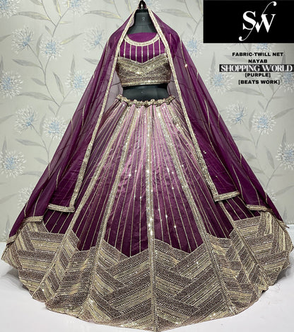 Glamorous purple Twill Net  Lehenga