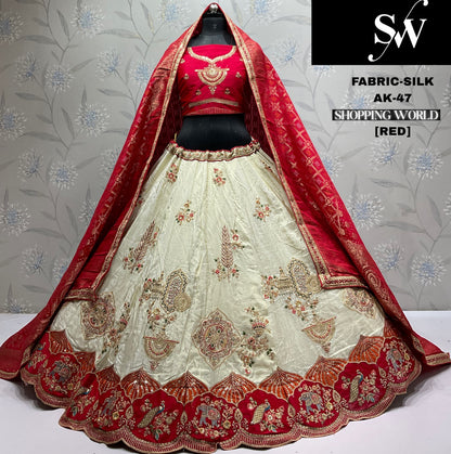 Attractive red Silk Lehenga