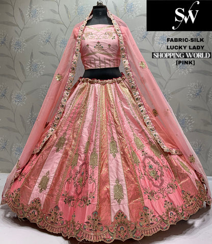 Eye catching pista green Silk Lehenga