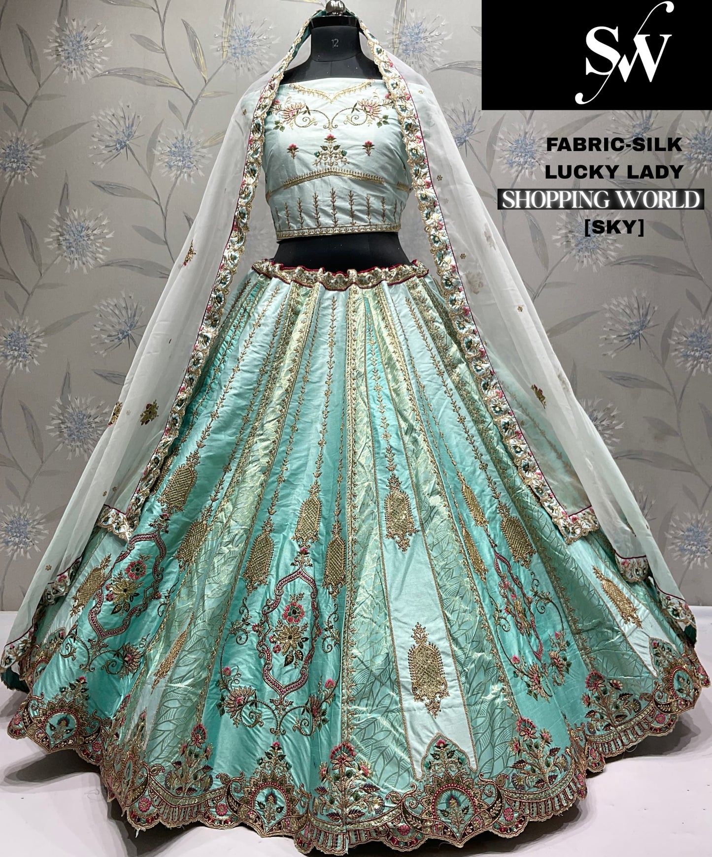 Eye catching pista green Silk Lehenga